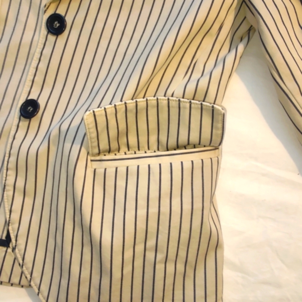 SEVENTY 19.70 Size 6 Tan and Navy Blue pinstripe Women's Blazer. - Picture 7 of 11